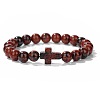 Synthetic Mahogany Obsidian Round Beads Stretch Bracelets YG0612-16-1