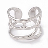 304 Stainless Steel Wide Hollow Open Cuff Ring for Women RJEW-G275-02P-2