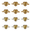 12Pcs 2 Colors Brass Pave Cubic Zirconia Heart Links Connector Charms KK-TA0003-48C-1