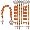 8Pcs Natural Wood Beehive Shaped Beads with Alloy Pendant Display Decorations HJEW-FH00273-1
