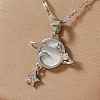 Stylish and Simple Brass Clear Cubic Zirconia Star Moon Planet Pendant Necklaces for Daily Wear OT4703-2-1