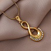 Minimalist 316 Surgical Stainless Steel with Clear Glass 8-Character Gourd Pendant Necklaces for Women HP6344-1