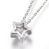 304 Stainless Steel Brass Cubic Zirconia Pendant Necklaces X-NJEW-O108-13P-2