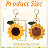 2Pcs 2 Styles Handmade Fibre Woven Sunflower Keychains KEYC-PH01614-2