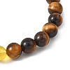 Natural Dyed & Heated Quartz Crystal & Tiger Eye Beads Bracelets BJEW-JB12839-3