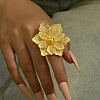 Iron Hollow Flower Cuff Rings NM9371-1