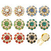 12Pcs 6 Colors Brass Rhinestone Cufflinks DIY-GL0007-16-1