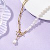 304 Stainless Steel Figaro Chain Natural Cultured Freshwater Pearl Rice Beaded Necklaces with OT Clasps NJEW-JN05959-01-1