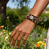 Adjustable Alloy Flower Natural Indian Agate Round Beaded Wrap Bracelets for Women WGB06FC-01-4