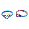 304 Stainless Steel Hand Heart Cuff Rings X-RJEW-N038-121M-2
