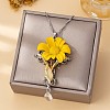 Alloy Enamel Cross Flower Pendant Necklaces for Women WGCE41D-01-2