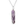 Natural Amethyst Double Terminal Pointed Faceted Bullet Copper Wire Wrapped Tree of Life Pendant Alloy Chain Necklaces FS-WG07FDC-01-1