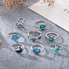 9Pcs Ocean Alloy Enamel Finger Rings Set WGEDDBB-01-4