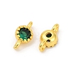 Brass Cubic Zirconia Flat Round Connector Charms KK-H204-02G-02-2