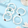 Natural Sea Shell Square Heishi Beads and Round Gemstone Beaded Stretch Bracelets BJEW-JB14476-1