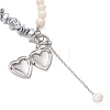 Synthetic Non-magnetic Hematite Chip with Potato Natural Pearl Beaded Necklaces NJEW-JN05894-01-6