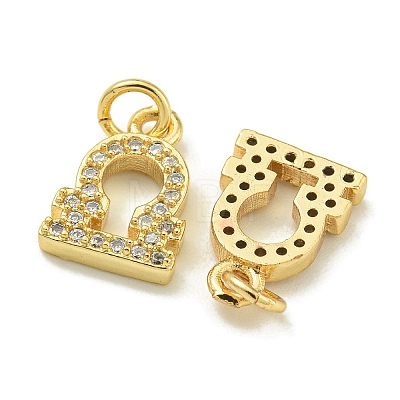 Rack Plating Brass Micro Pave Cubic Zirconia Pendants KK-K386-02C-G-1