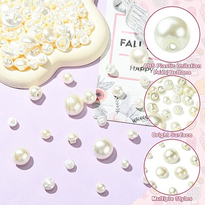 About 660 Pcs 330G 11 Styles 1-Hole ABS Plastic Imitation Pearl Buttons BUTT-CJ0001-08-1