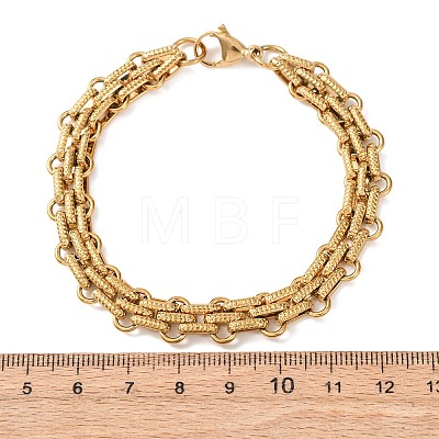 3-Tie 304 Stainless Steel Multi-stand Oval Link Chain Bracelets for Women Men BJEW-F529-06G-1