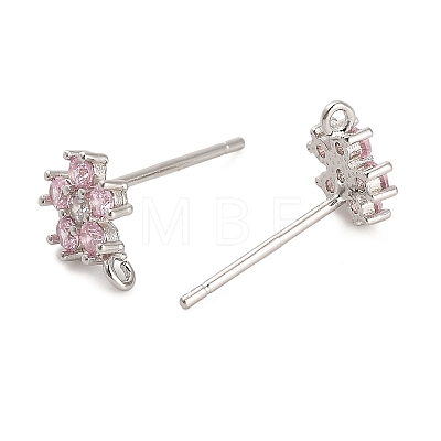 Rhodium Plated 925 Sterling Silver Ear Stud Findings STER-F058-01P-03-1