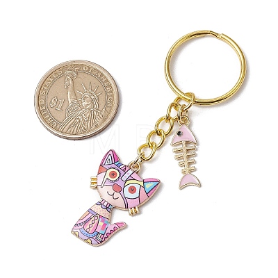 Alloy Enamel Cat Keychain KEYC-JKC01182-1