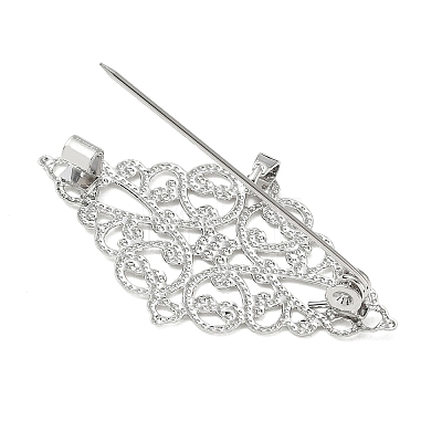 Rhombus with Flower Brass Lapel Pin Brooches for Clothes KK-CBA19A0-04P-1