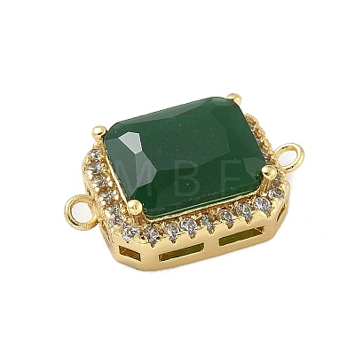 Rack Plating Brass Micro Pave Clear Cubic Zirconia Rectangle Connector Charms KK-A234-028G-01-1