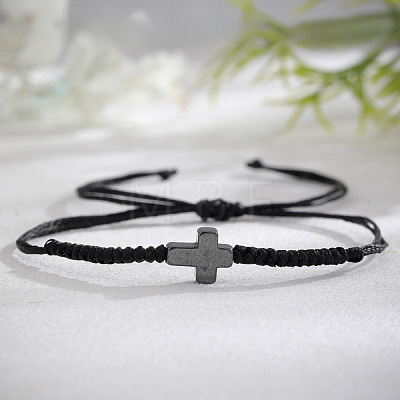 3Pcs Synthetic Stone Cross Braided Cord Adjustable Bracelet Sets CC2534-2-1