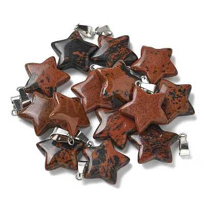 Natural Mahogany Obsidian Pendants G-B127-12P-01-1