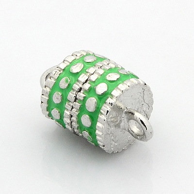 Platinum Plated Column Alloy Enamel Magnetic Clasps with Loops ENAM-P098-08-1