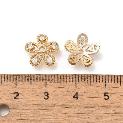 Flower Rack Plating Brass Micro Pave Cubic Zirconia Beads KK-S399-01C-1