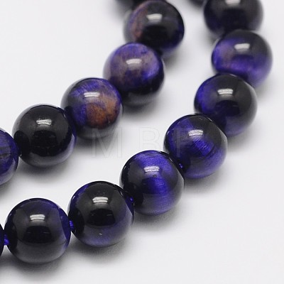 Natural Purple Tiger Eye Round Bead Strands G-M220-6mm-01-1