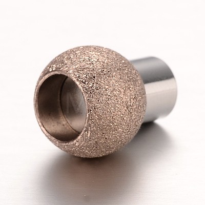 Textured 304 Stainless Steel Column Magnetic Clasps with Glue-in Ends STAS-I045-11RG-1