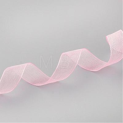 Breast Cancer Pink Awareness Ribbon Making Materials Sheer Organza Ribbon RS12mmY004-1