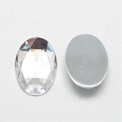 Acrylic Rhinestone Flat Back Cabochons GACR-Q011-30x40-02-1