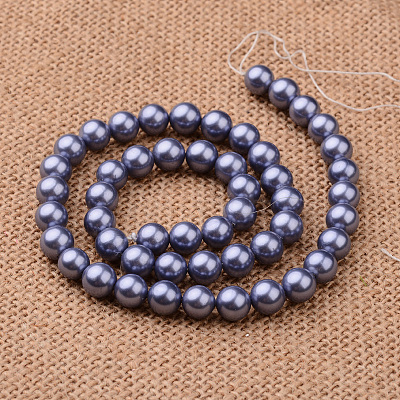 Polished Round Grade A Shell Pearl Bead Strands BSHE-M027-8mm-02-1