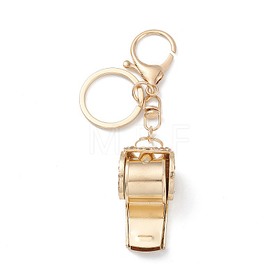 Shining Zinc Alloy Rhinestone Whistle Pendant Keychain KEYC-O014-01G-01-1