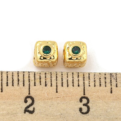 Brass Micro Pave Cubic Zirconia Beads KK-G490-18G-01-1