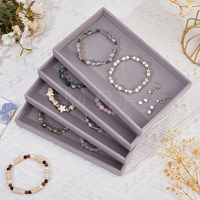 Rectangle Velvet Jewelry Display Trays for Rings ODIS-WH0113-14B-1
