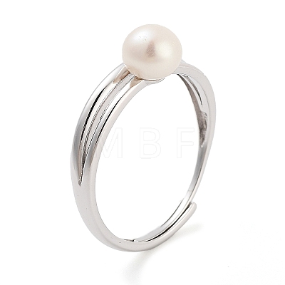 Round Natural Pearl Finger Rings STER-Z009-08P-1