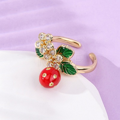 Brass Micro Pave Cubic Zirconia Open Cuff Rings for Women RJEW-U057-16G-1
