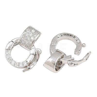 Brass Micro Pave Clear Cubic Zirconia Twister Clasp CU-CBA7BFE-04P-1