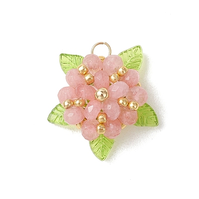 Dyed Natural Malaysia Jade & Glass Beaded Pendants PALLOY-MZ01265-01-1