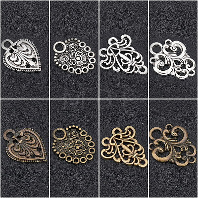 Gorgecraft 8 Sets 4 Style Alloy Hook Button and Alloy Interlocking Clasps BUTT-GF0001-04-1