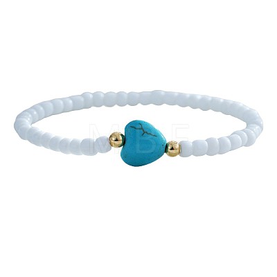 Bohemian White Glass Seed Beaded Bracelets ME2104-2-1