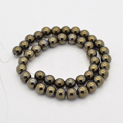 Round Non-magnetic Synthetic Hematite Beads Strands G-D617-10mm-26-1