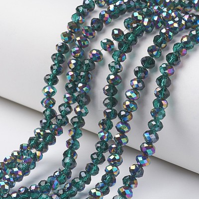 Electroplate Transparent Glass Beads Strands X-EGLA-A034-T6mm-Q15-1
