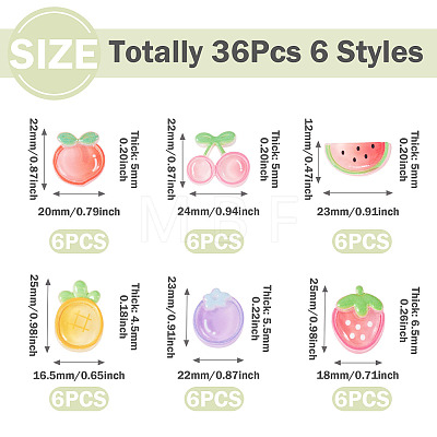 36Pcs 6 Styles Fruit Theme Transparent Resin Cabochons RESI-TADJ0001-27-1