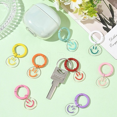 8Pcs 8 Styles Transparent Printed Acrylic Pendant Decorations HJEW-YW00555-1