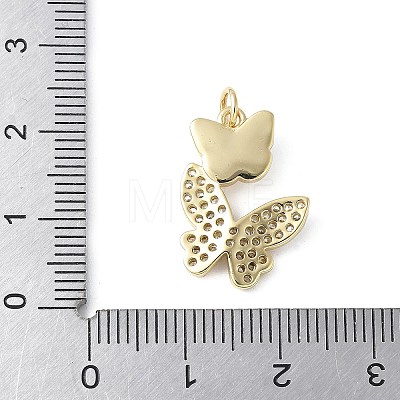 Brass Micro Pave Cubic Zirconia and Glass Pendants KK-F892-49G-1